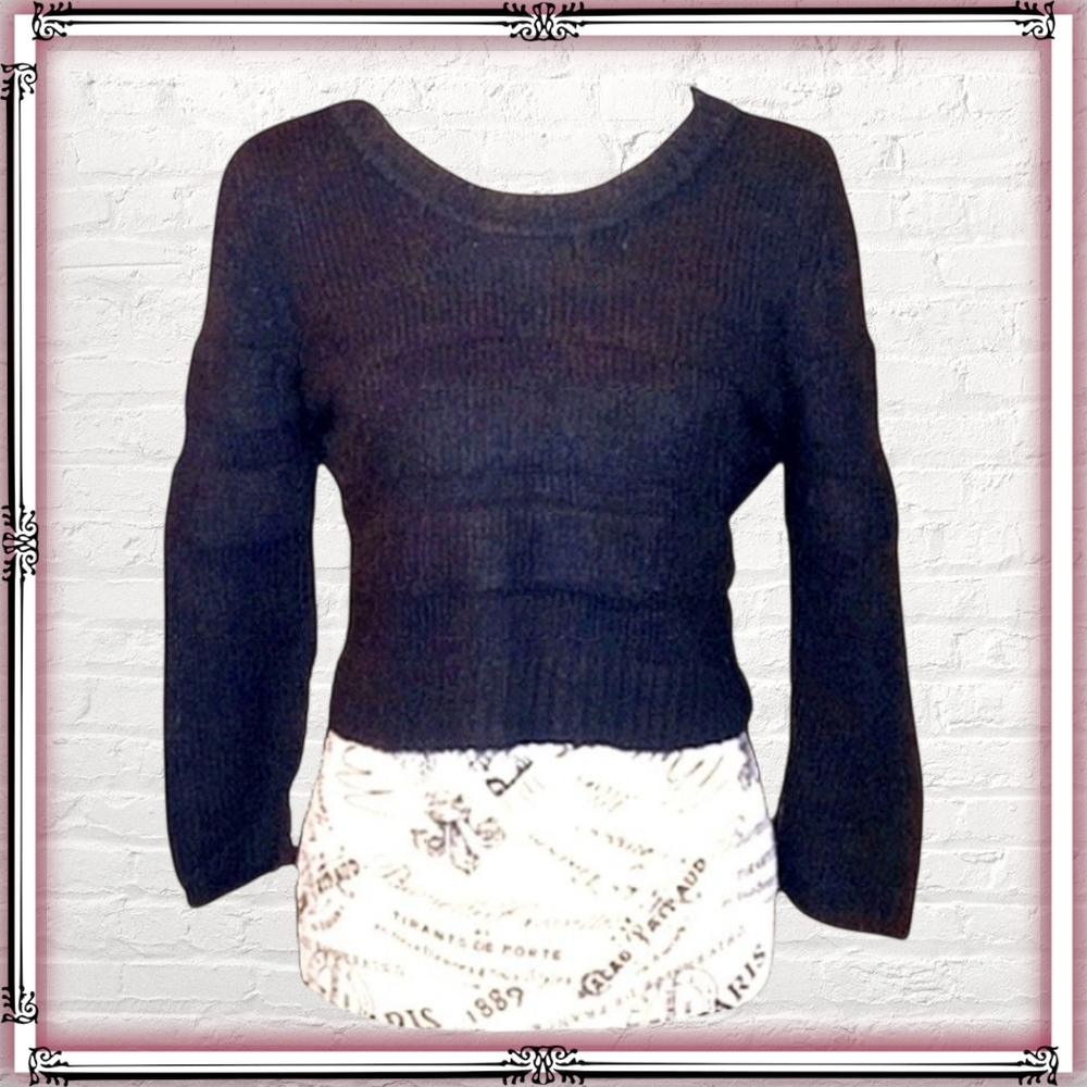 Sweater Project 90s Grunge Black Cropped Sweater Size Med